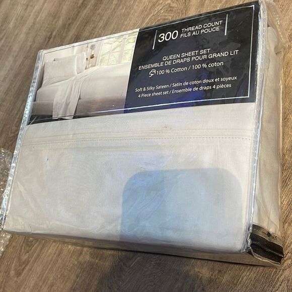 300 Thread Count Queen Sheet Set 100% Cotton NEW - Picture 1 of 4